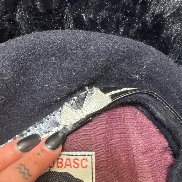 Vintage French Beaubasc Pure Wool Beret Hat Black - Picture 4 of 5